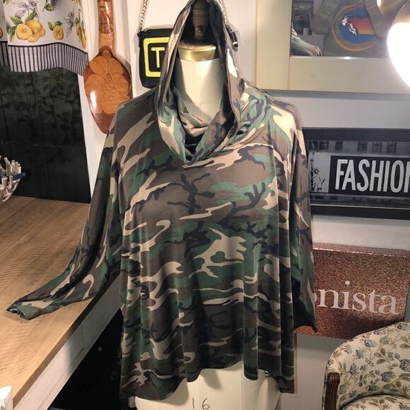 Camo Loungewear Hi Lo Poncho with Cowl Neck Comfort. Relax and disappear 🫥 - Picture 10 of 17